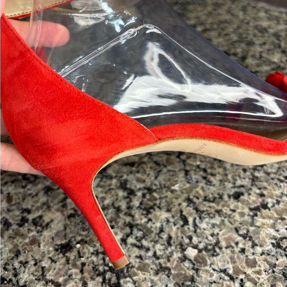 Ann Taylor Red Suede Ankle Strap Heeled Sandals Size 6.5 - Picture 8 of 11